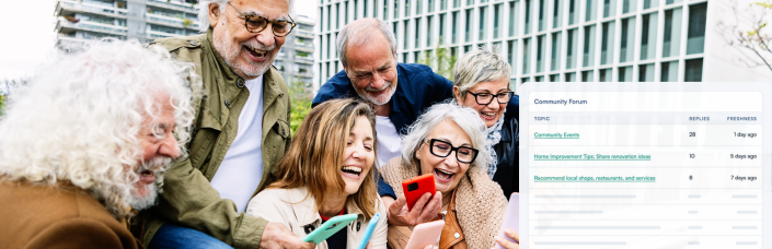 A multi-generational community uses their HOA app to stay up to date with their neighborhood.